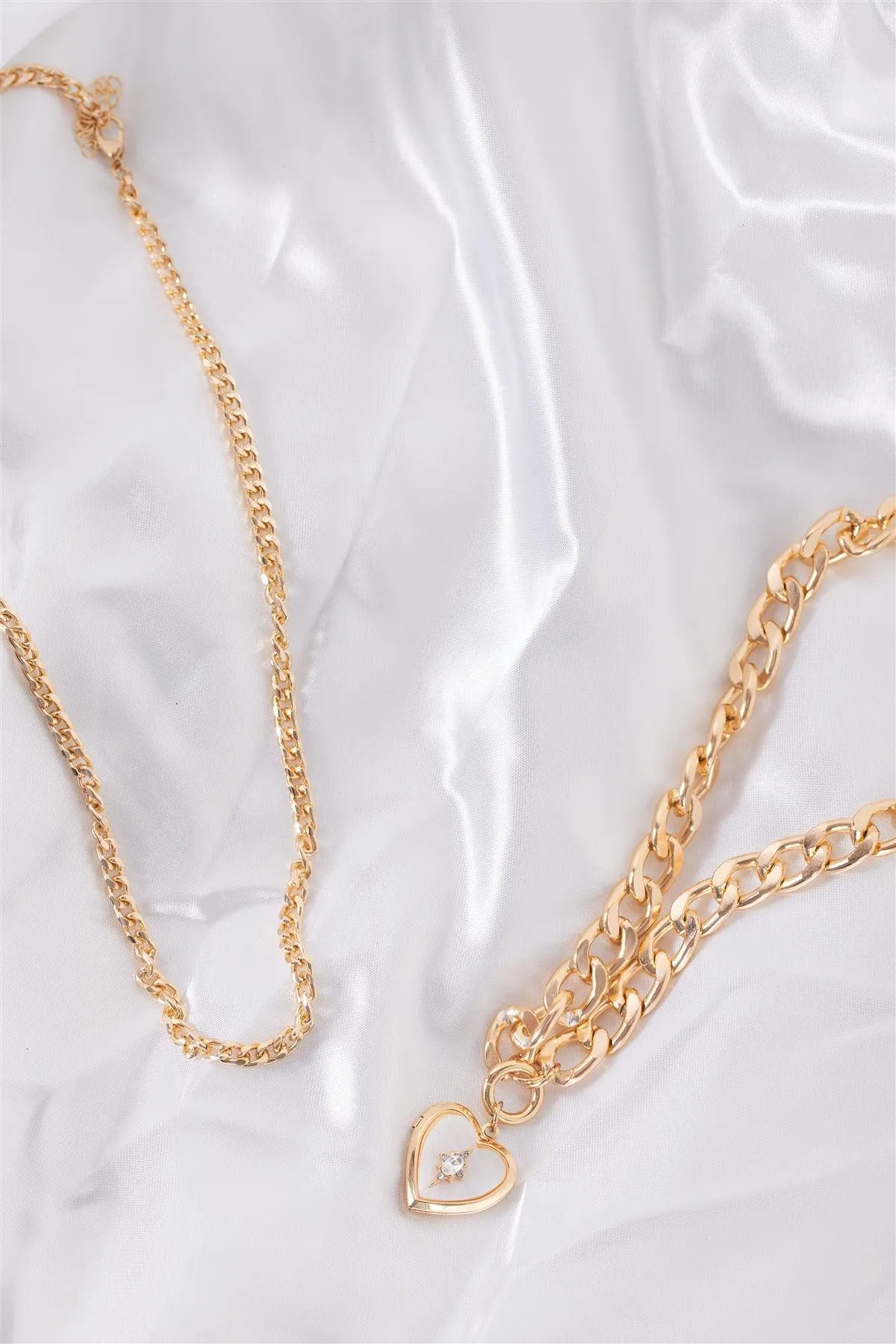 "Sailor Moon" Gold Link Chain Pearl Heart Jewelry Sets