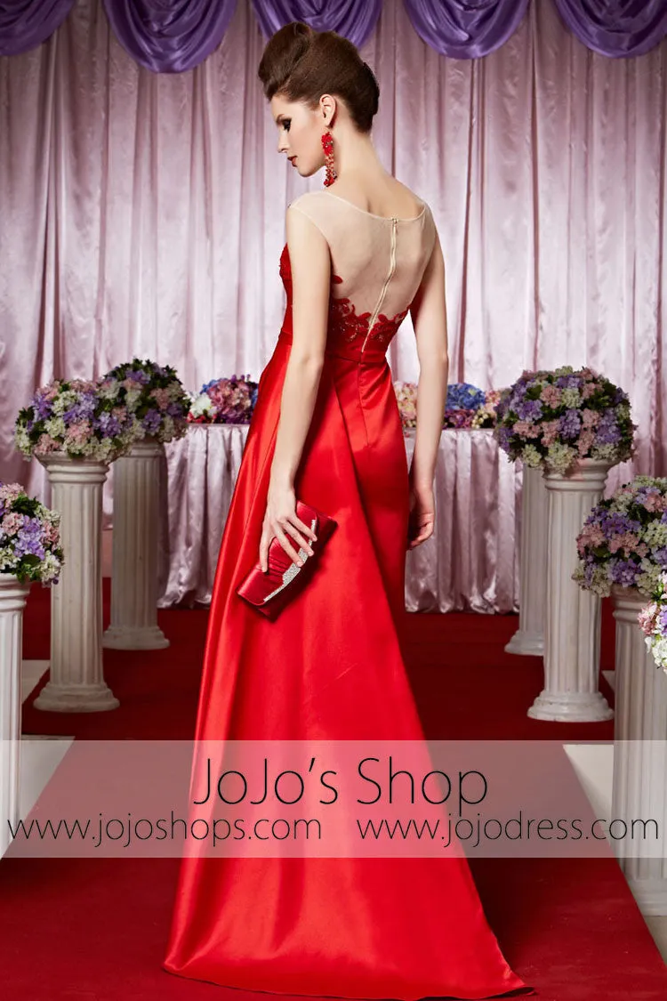 Red Modest Round Neck Glamarous Elegant Prom Formal Evening Dress CX830395