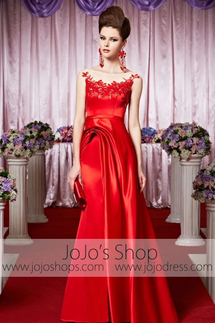 Red Modest Round Neck Glamarous Elegant Prom Formal Evening Dress CX830395