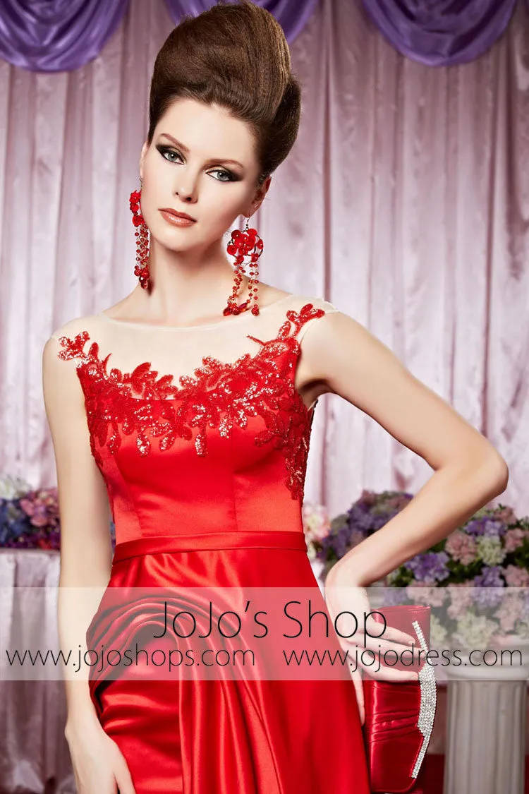 Red Modest Round Neck Glamarous Elegant Prom Formal Evening Dress CX830395