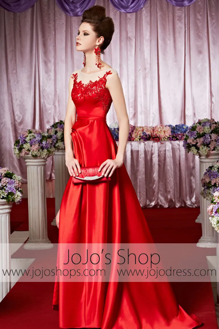 Red Modest Round Neck Glamarous Elegant Prom Formal Evening Dress CX830395