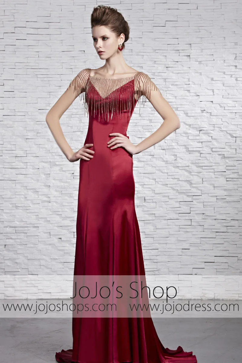 Retro Hollywood Scarlet Red Sleek Evening Formal Dress CX881652