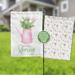 Spring Garden Flag | tulip hello spring house flag | spring garden flag