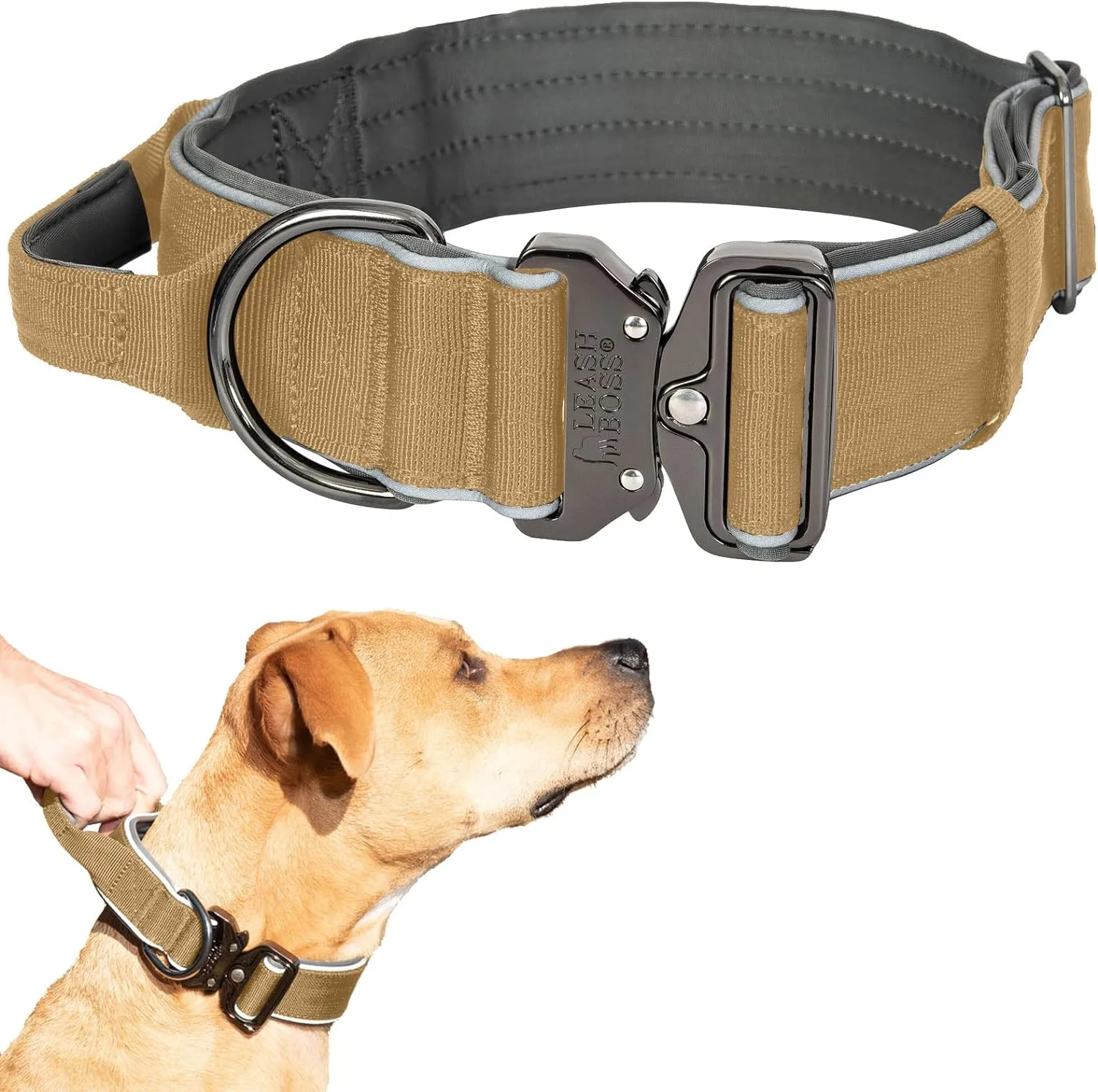 Tactical Dog Collar with Reflective Strips and Cobra Buckle