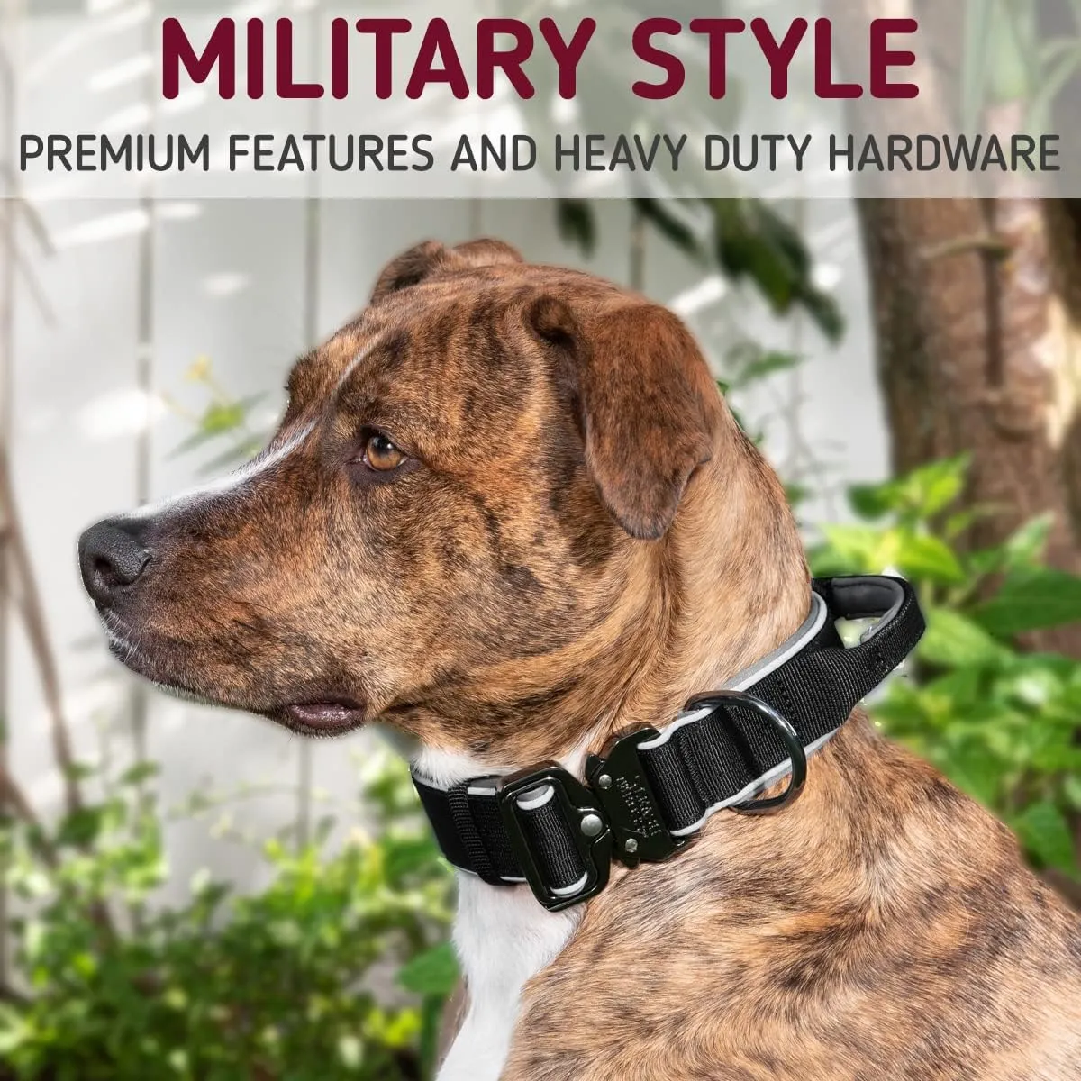 Tactical Dog Collar with Reflective Strips and Cobra Buckle