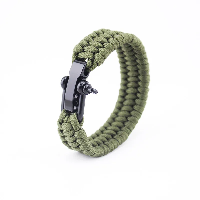 Tactical Paracord Rope Bracelet Steel Buckle Rope Survival Bracelet