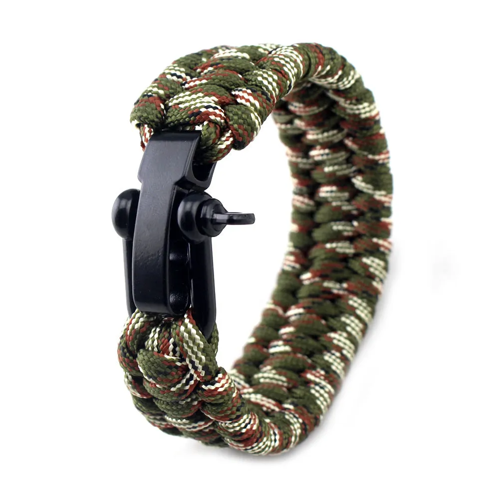 Tactical Paracord Rope Bracelet Steel Buckle Rope Survival Bracelet