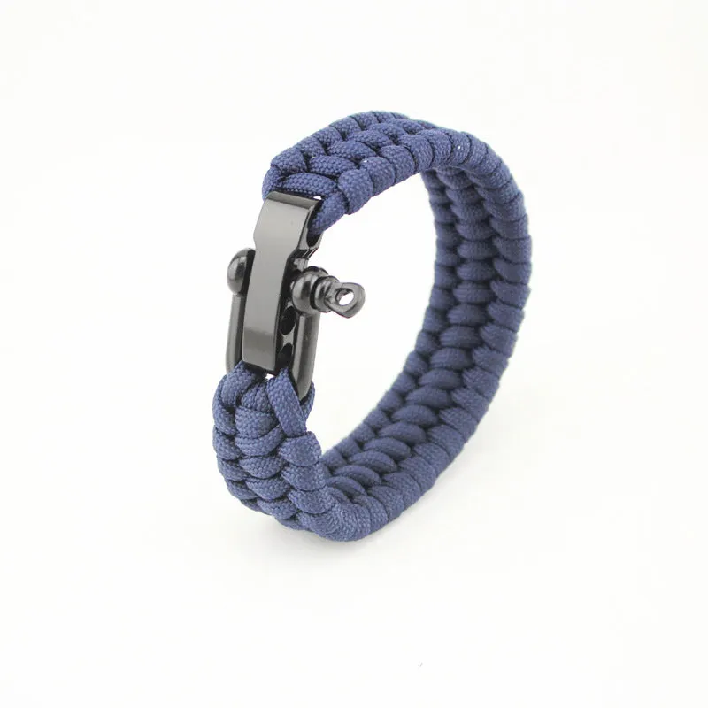 Tactical Paracord Rope Bracelet Steel Buckle Rope Survival Bracelet