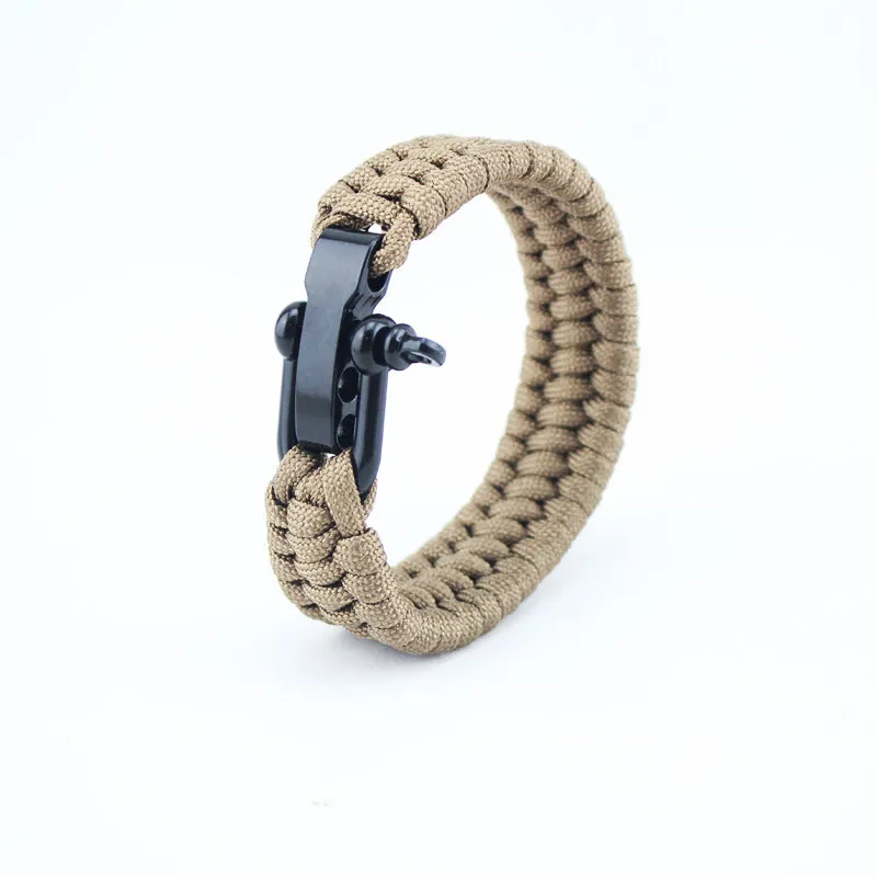 Tactical Paracord Rope Bracelet Steel Buckle Rope Survival Bracelet