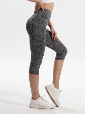 Wide Waistband Solid Leggings Yoga Pants High Waist Fitness Sports Pants With Phone Pocket