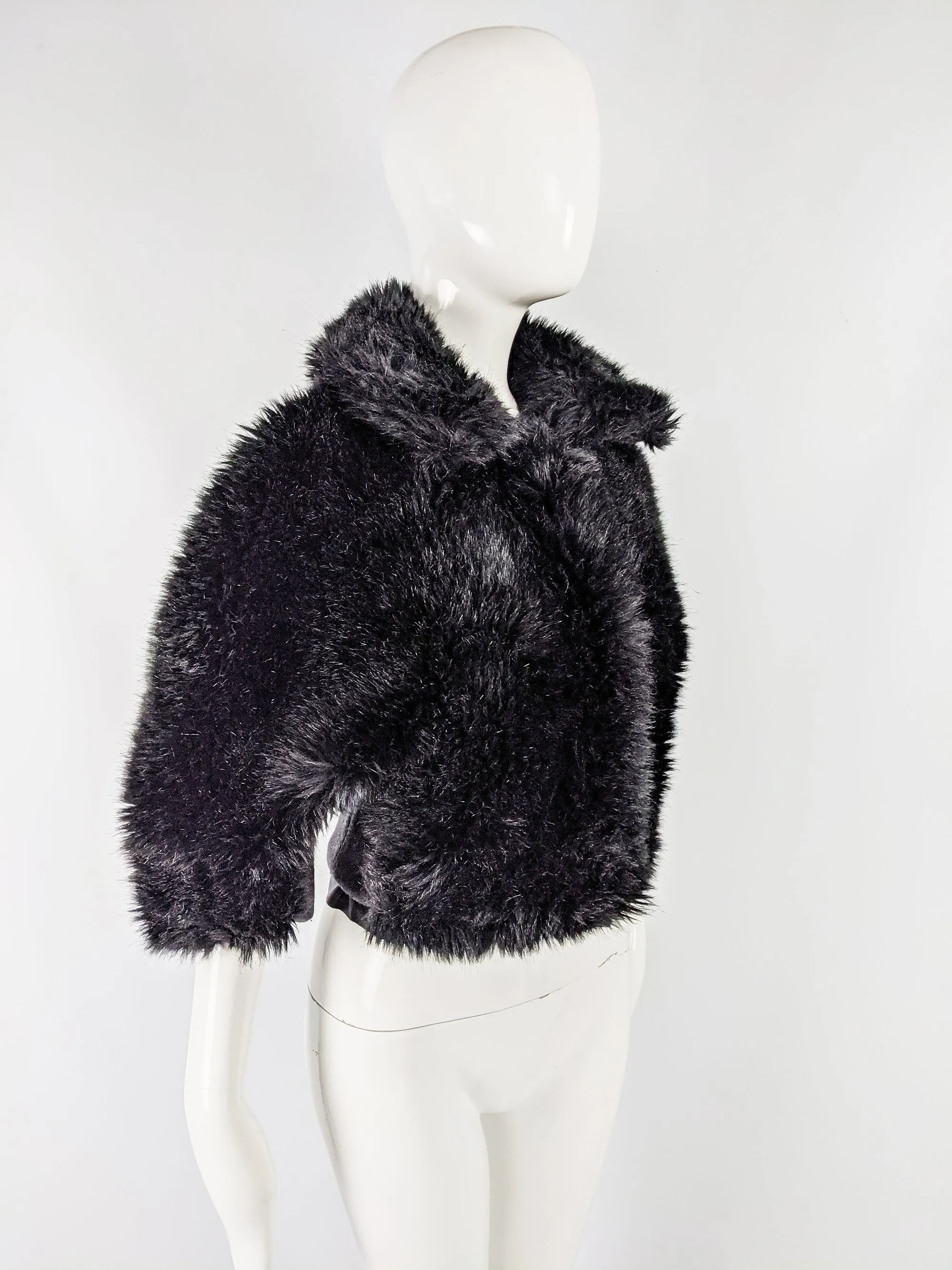 Womens Black Faux Fur, Wool & Cashmere Jacket, A/W 2014