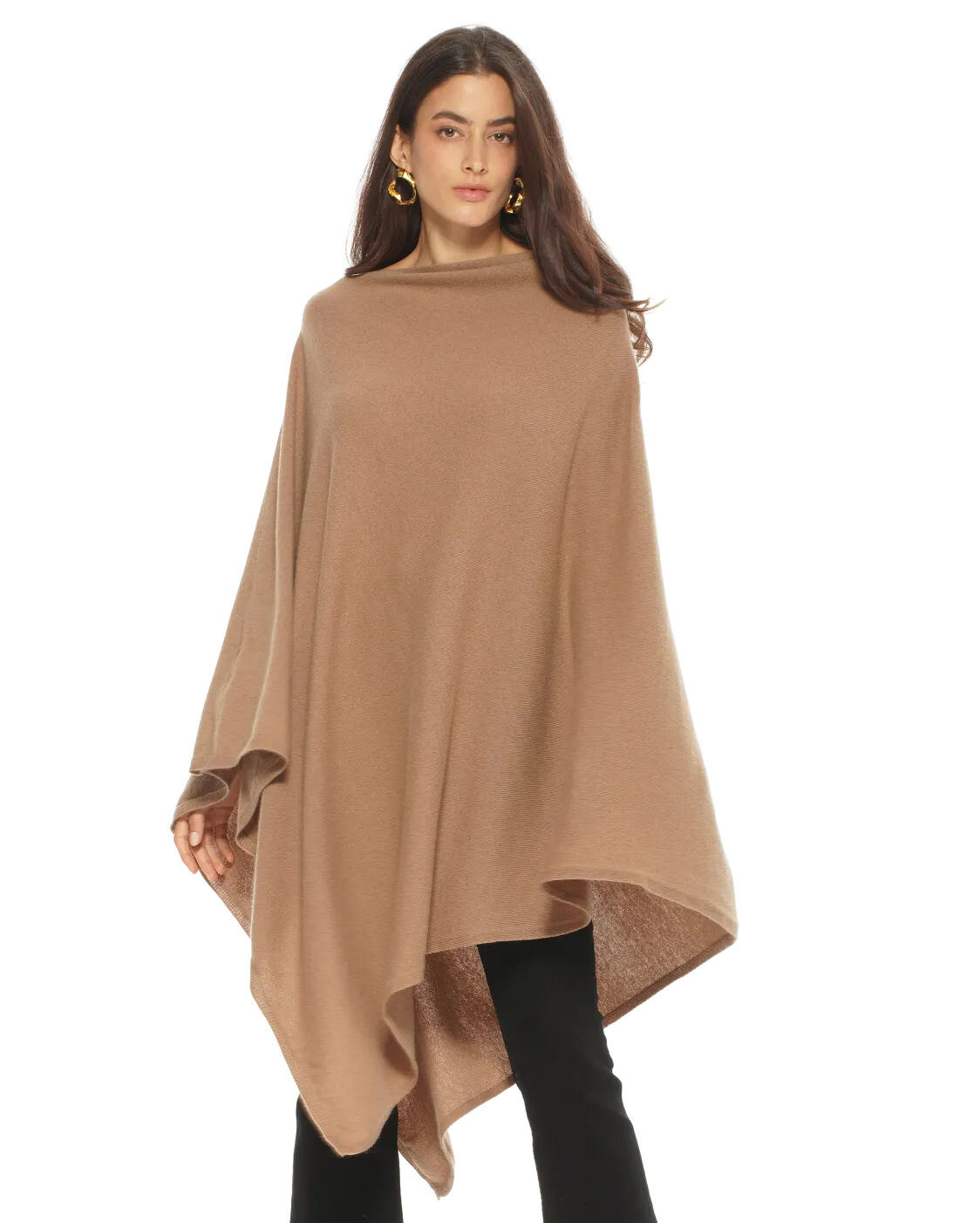 Women's Pure Cashmere Poncho Camel