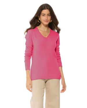 Women's Ultra-Light Cashmere V-Neck Sweater Fuchsia